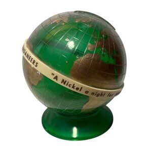 Vintage Team Chadaneers Green & Gold Plastic Globe Bank  For Africas Lights 4.5"
